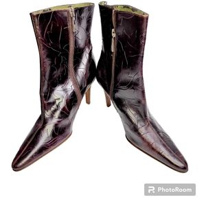 Valerie Stevens Women's Leather Ruelle Stilettos Pump Heel Brown Boots Size 10 M